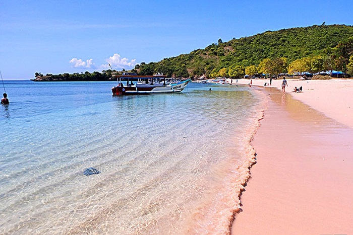 Indahnya Pantai Berpasir Merah Muda di Lombok